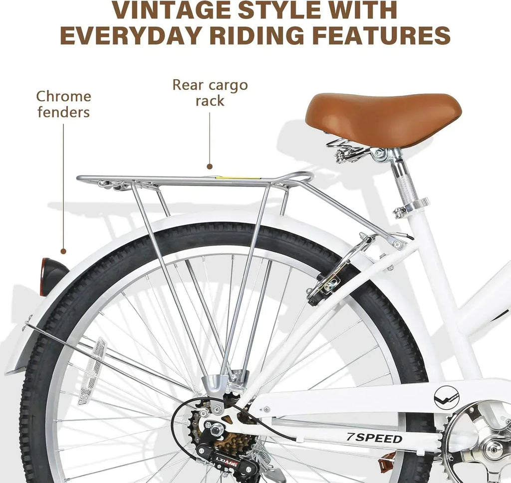 WEIZE Beach Cruiser Bike 26 inch Commuter Bicycle for Adult Men and Women 7-Speed/High-Carbon wourant