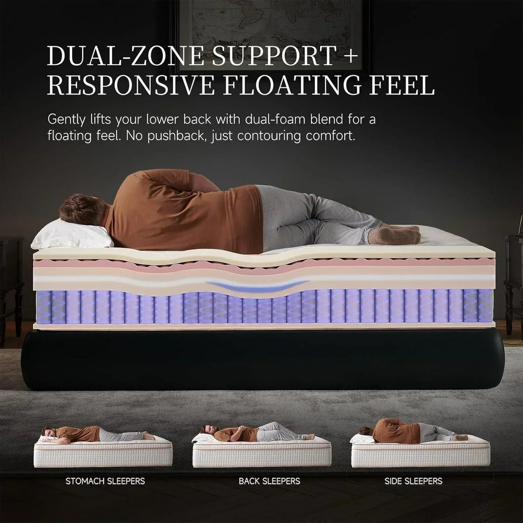 14-inch queen-size hybrid mattress with cooling gel memory foam and zoned pocket springs wourant
