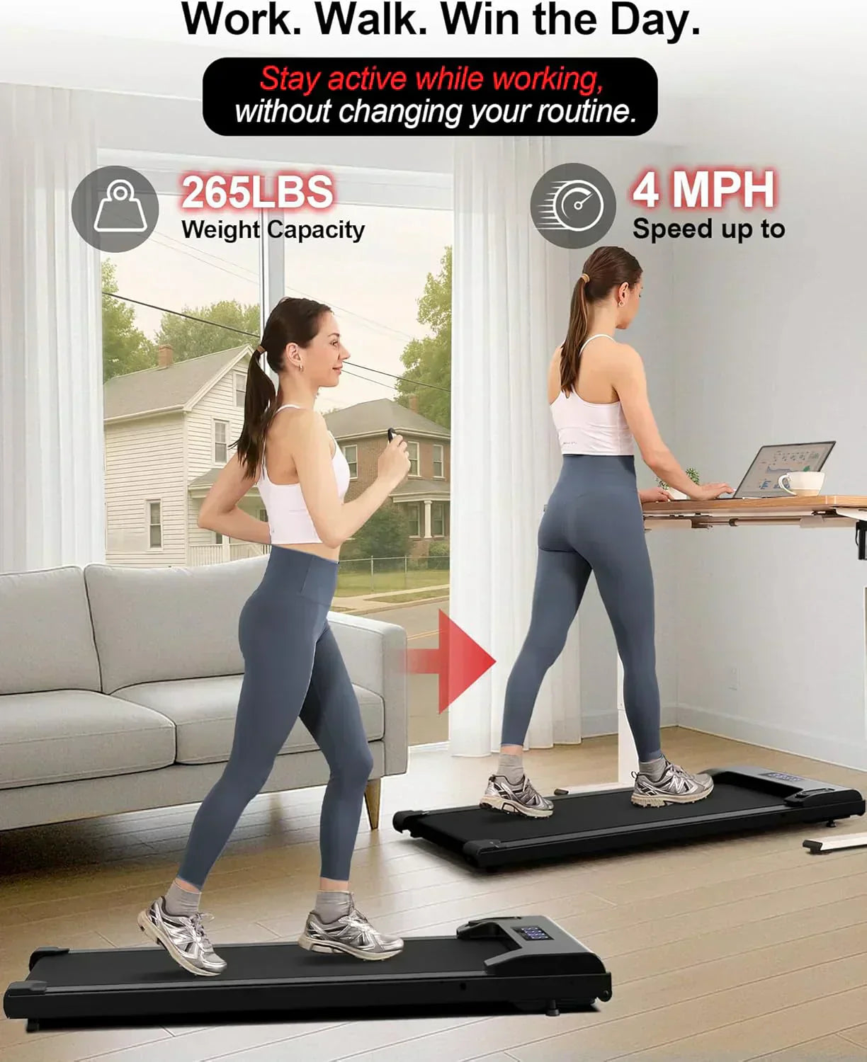 Lichico Walking Pad Under Desk Treadmill Ultra-Quiet Brushless Electric Jogging Treadmill wourant