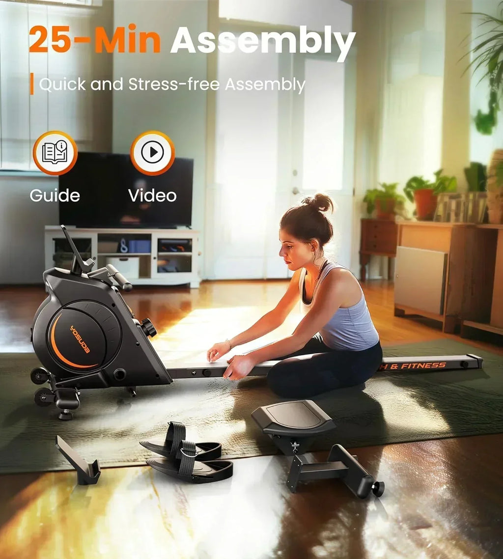 YOSUDA Home Magnet/Water Resistance Rowing Machine Support Bluetooth and Applications wourant