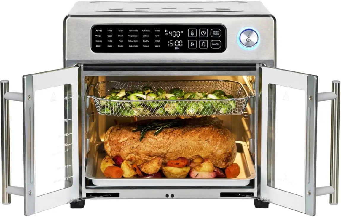 Emeril Lagasse 26 QT Extra Large Air Fryer, Convection Toaster Oven with French Doors, Stainless Steel wourant