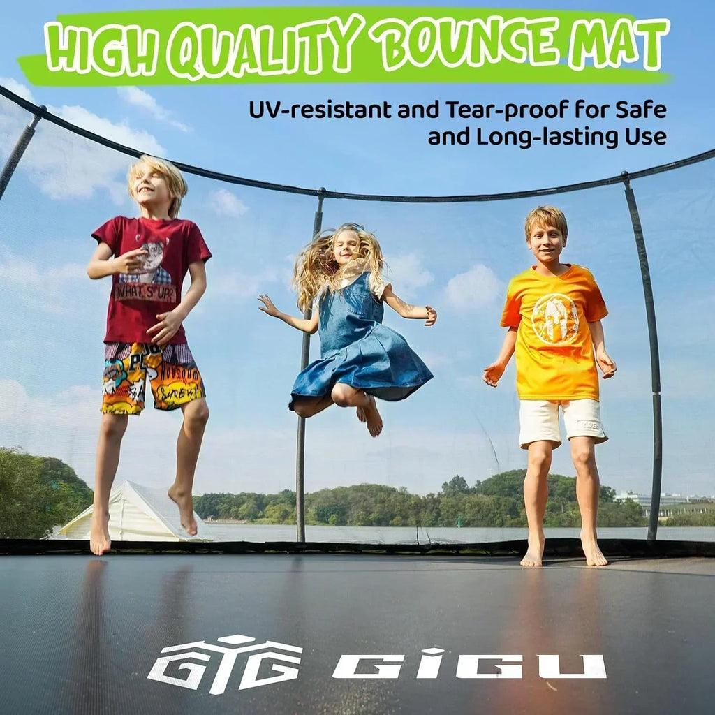 Gigu 10FT 12FT 14FT Recreational Trampolines with Enclosure Net and Ladder Anti-Rust Coating wourant