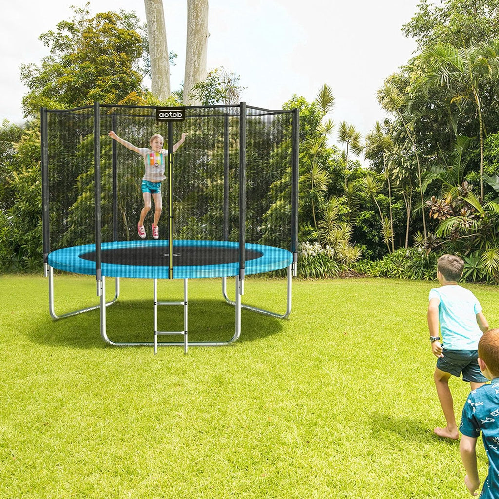 AOTOB 8FT 10FT 12FT 14 FT 15FT Trampoline with Safety Enclosure Net Outdoor Trampoline wourant