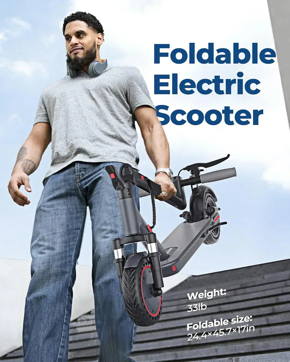 Electric Scooter 350W/500W Powerful Motor 8.5"/10" Solid Tires 19/22Mph 28/21/12 Miles Range wourant