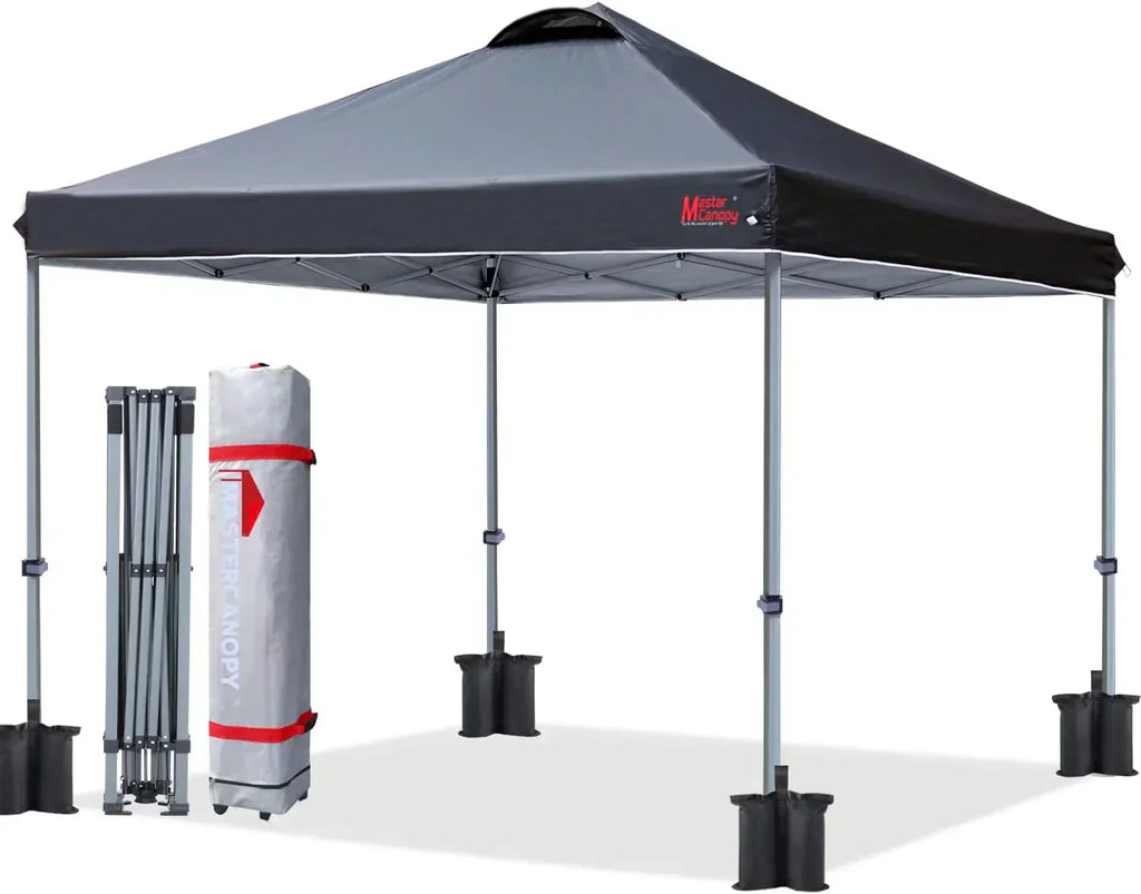 Durable Pop-up Canopy Tent with Roller Bag (10x10 Black) wourant