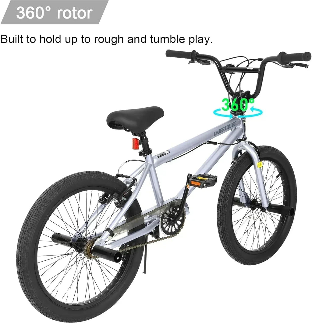 WEIZE Freestyle BMX Bicycle 20 Inch Stunt Bike for Kids and Adults Men and Women High Strength wourant