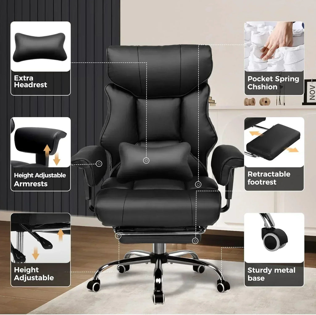 Large Tall Gaming Chair 400 lb Heavy Duty Office Chair wourant