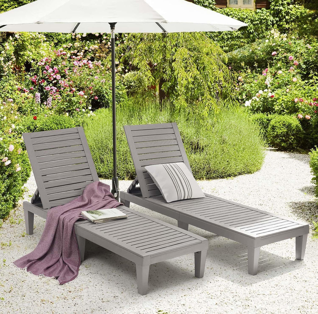 Patio Chairs Black Chaise Lounge Chair Outdoor 5-Position Adjustable Sun Tanning Chair wourant
