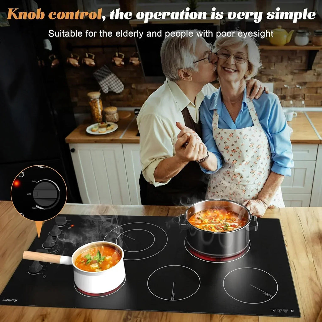 Karinear 30 Inch Electric Cooktop 4 Burners Built-in Ceramic Cooktop Radiant Electric Stove Top wourant