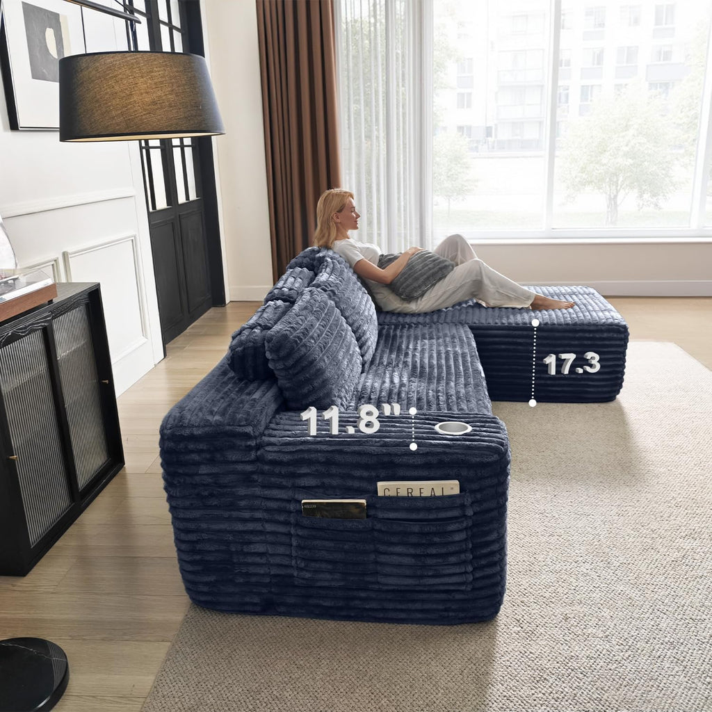 Cloud Sectional Couch with L Shape Chaise Modern Modular Sofa with Deep Seat Built in Cup Holder wourant