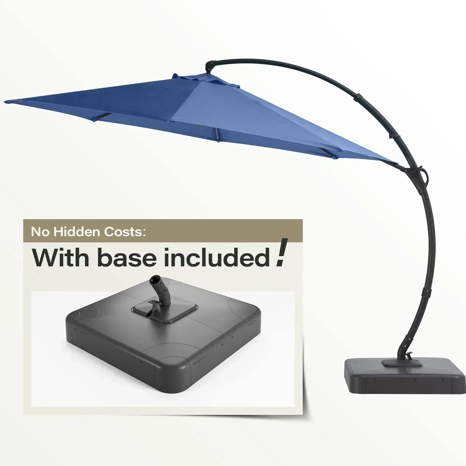 LAUSAINT HOME Outdoor Patio Umbrella with Base included 11 FT Deluxe Curvy Cantilever Umbrella wourant