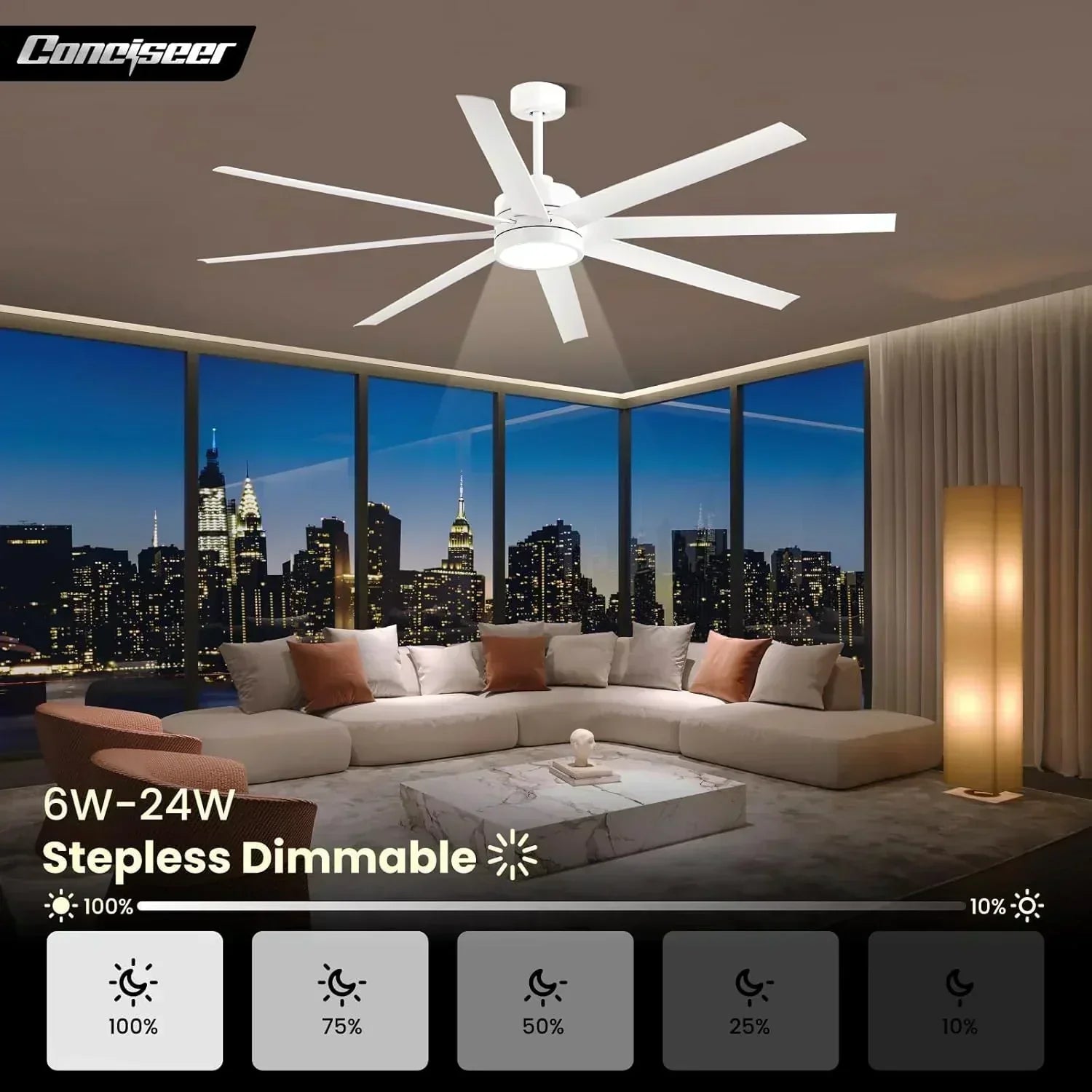 Modern ceiling fan 72 inch bedroom living room library cafe outdoor/industrial wourant