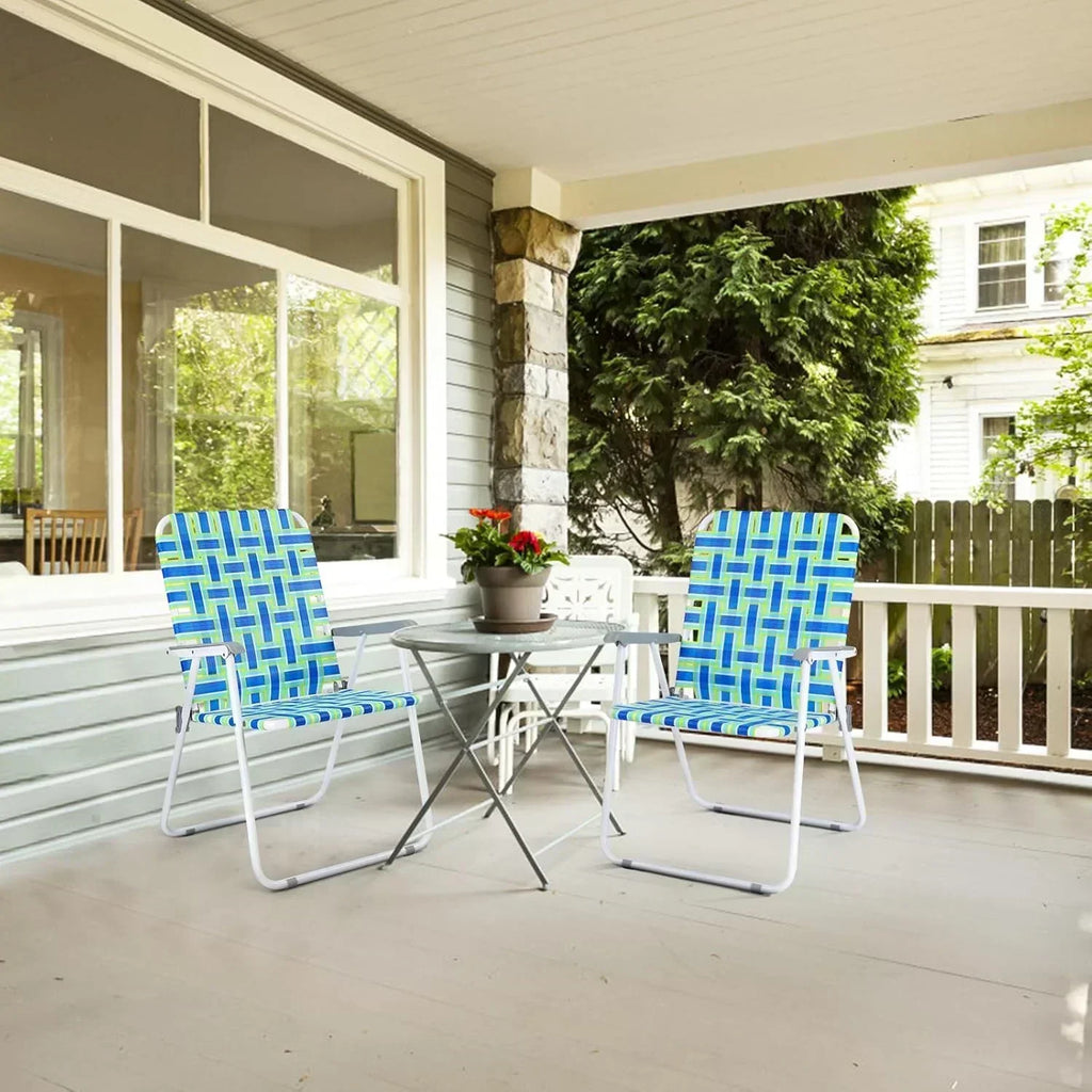 VINGLI Patio Lawn Webbed Folding Chairs Set of 2 Outdoor Beach Portable Lawn Chair wourant