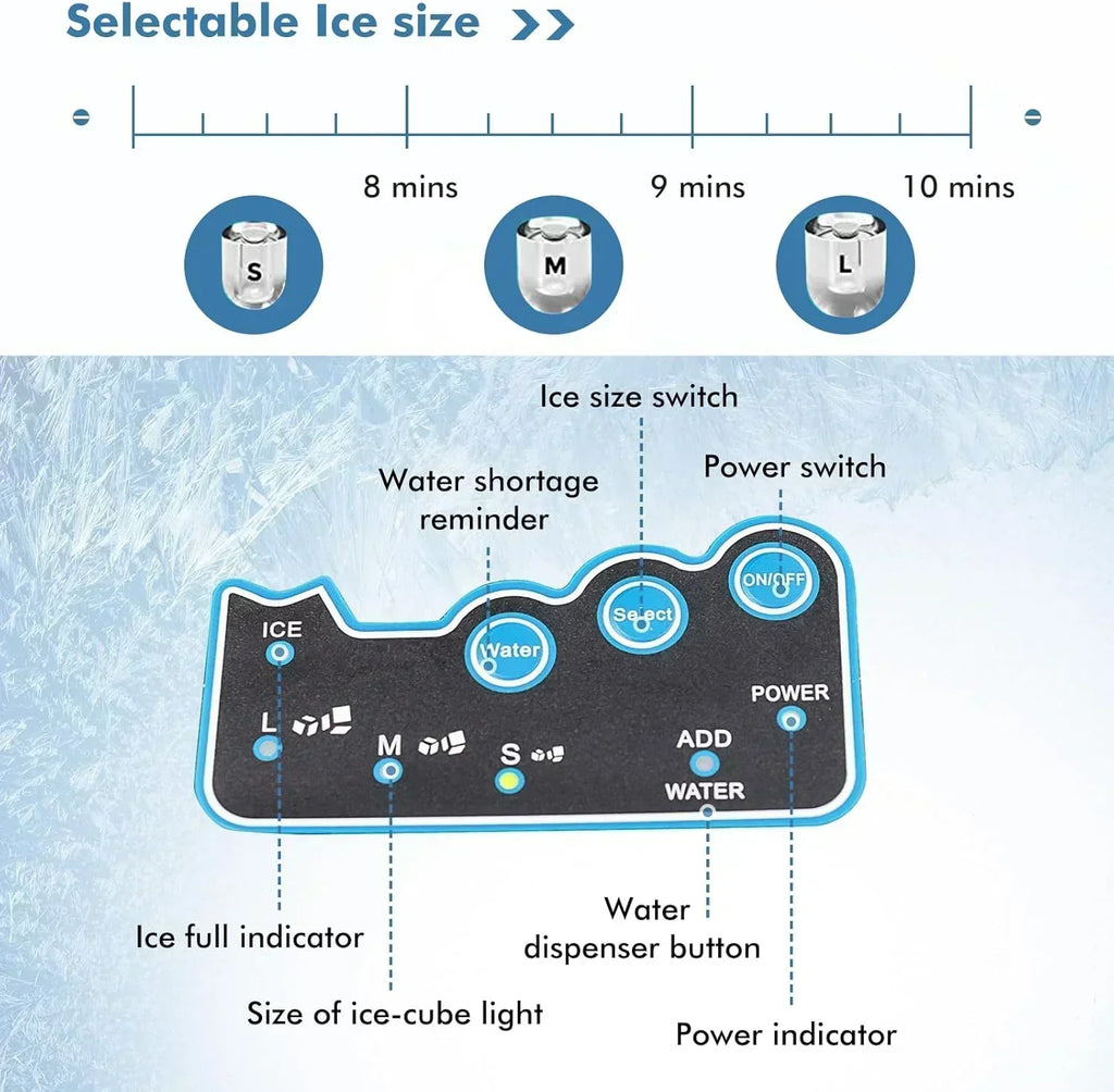 COSTWAY Countertop Ice Maker with Water Dispenser 3 Sizes Bullet Shaped Ice 48lbs/Day wourant