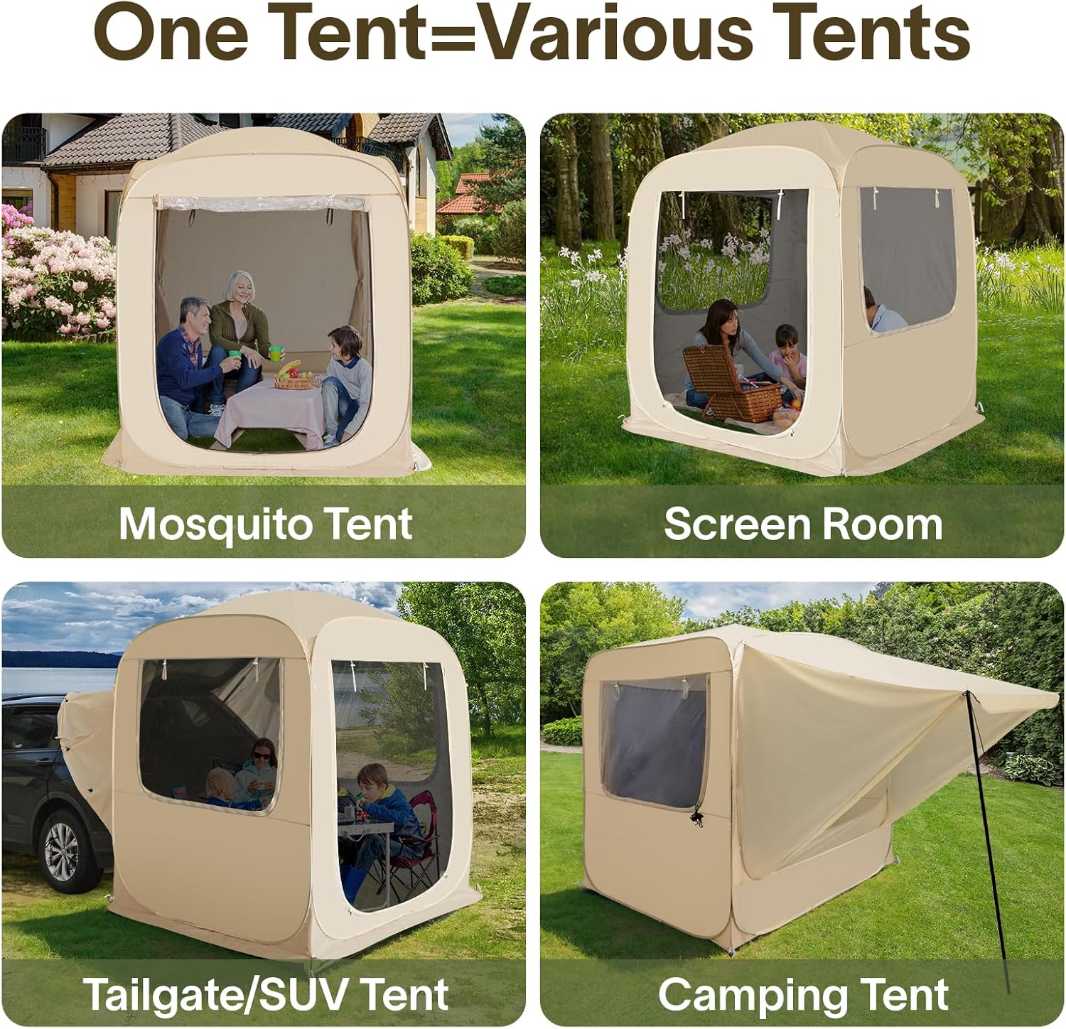 Screen gazebo sleeps 6-10-15 people Igloo-style canopy tent mosquito net on the sides Perfect wourant