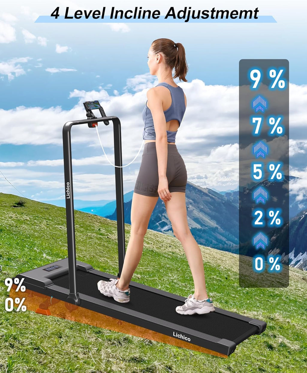 Lichico Walking Pad Under Desk Treadmill Ultra-Quiet Brushless Electric Jogging Treadmill wourant