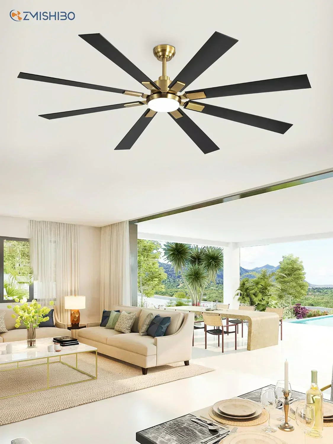 Zmishibo 72-inch large ceiling fan with lighting and remote indoor/outdoor wourant