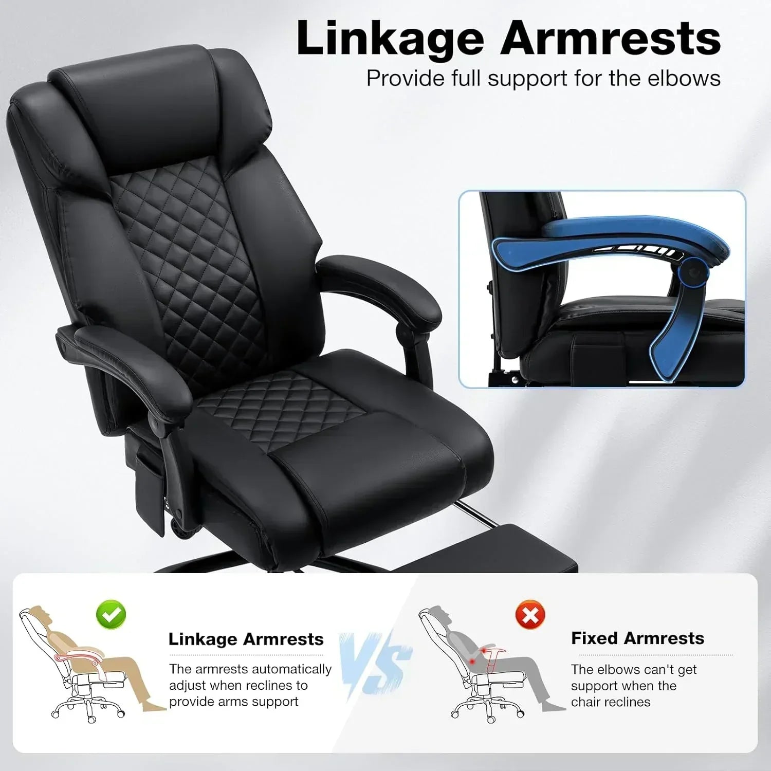 Massage office chair with heating function Reclining high back home office desk chair wourant