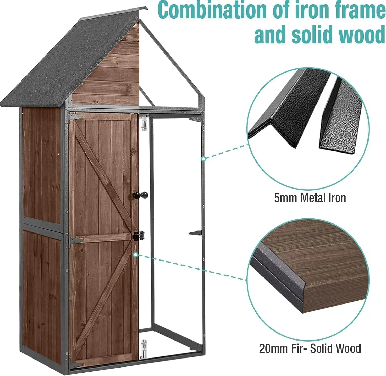 Sheds Outdoor Storage Garden Shed with Metal Frame Structure Adjustable Shelves Capacity Storage wourant