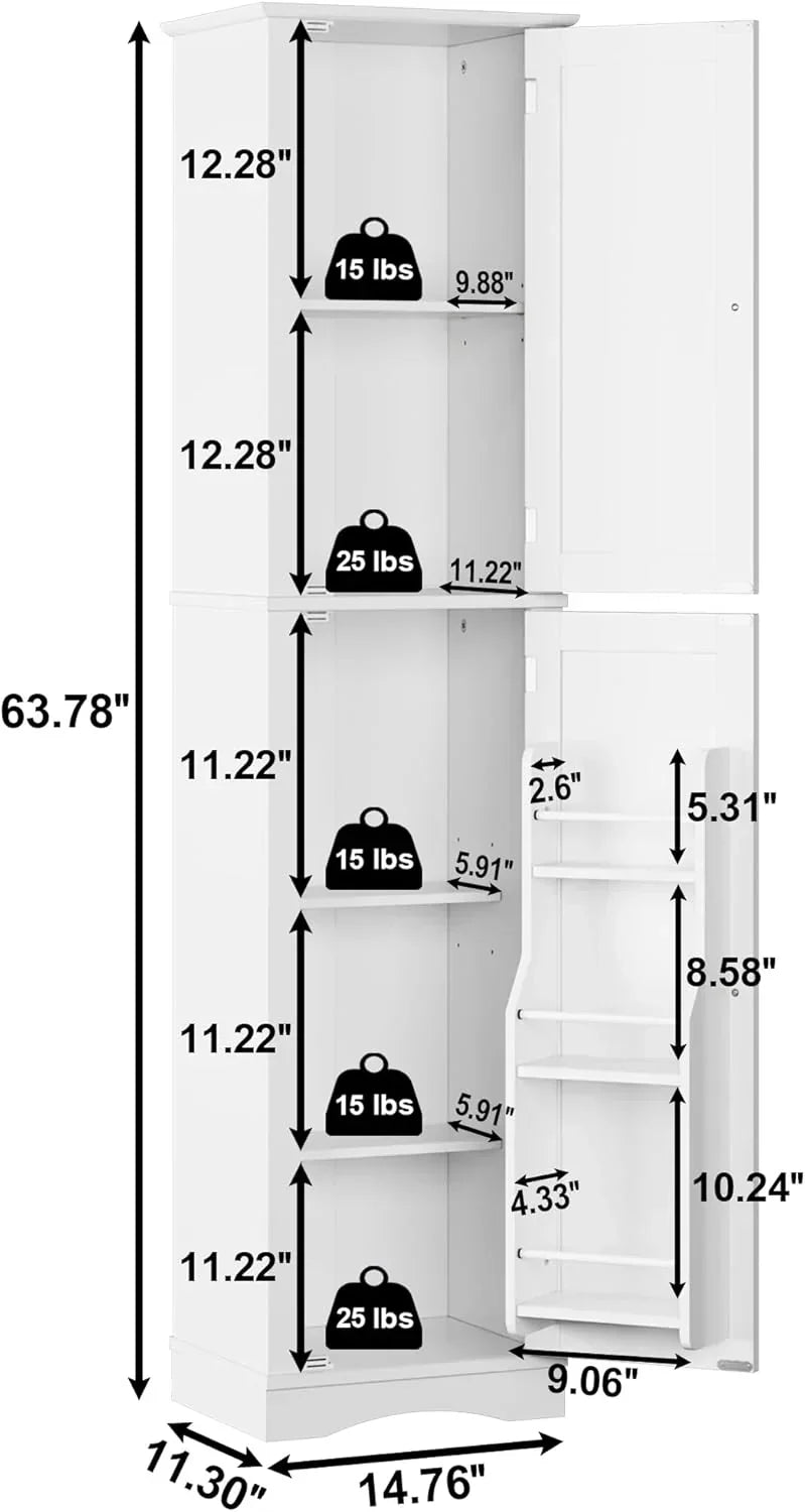 Tall Pantry Cabinet Freestanding Storage Cabinet Wooden Kitchen Pantry with 4 Doors wourant