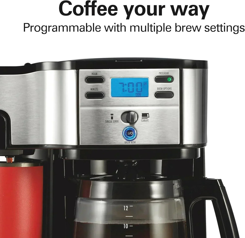Hamilton Beach 2-Way 12 Cup Programmable Drip Coffee Maker Single Serve Machine Glass Carafe wourant