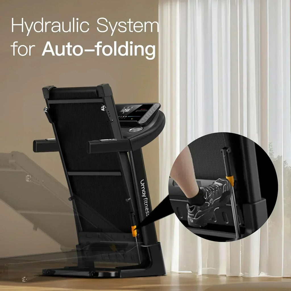 UMAY household folding tilt treadmill with heart rate sensor Low noise wourant