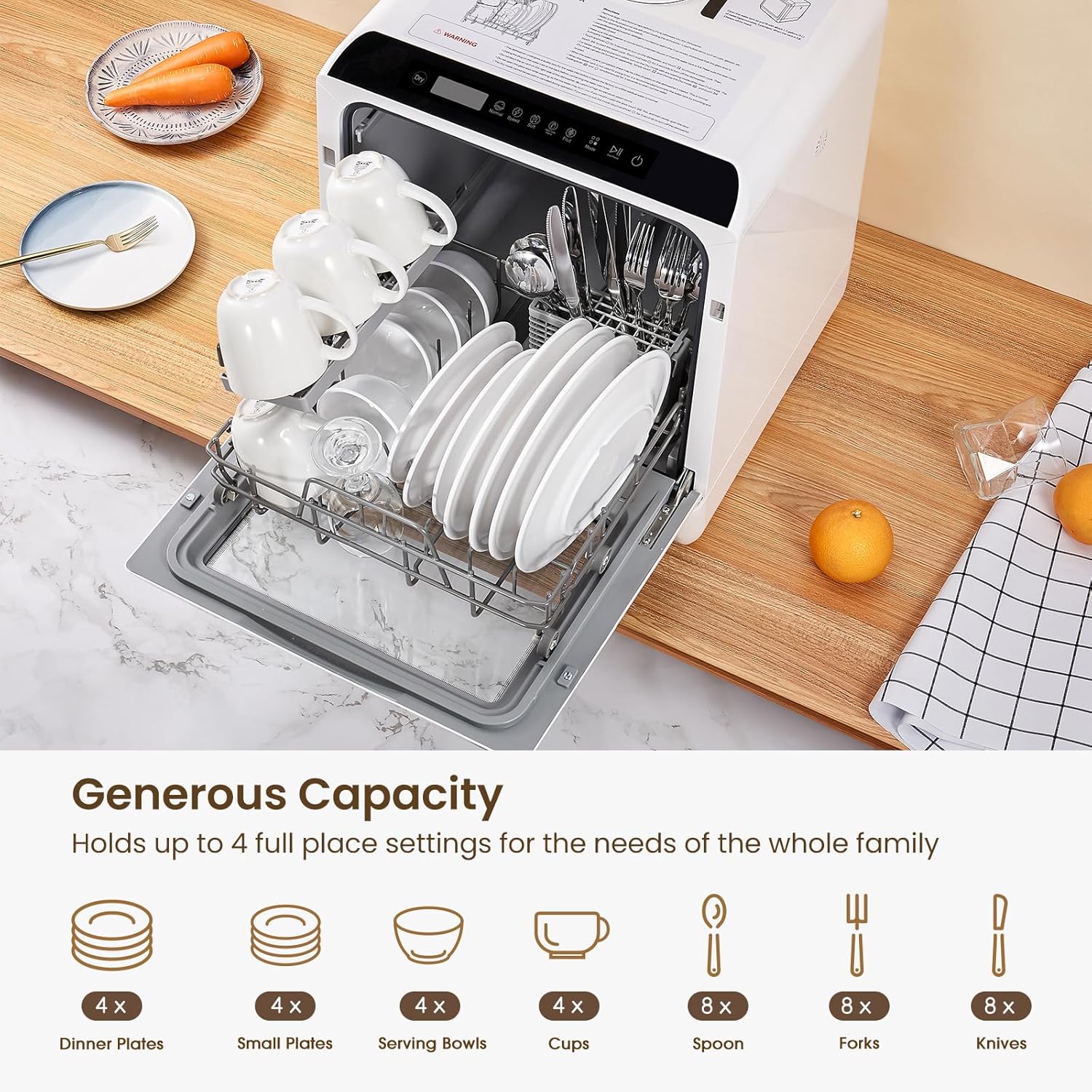 HAVA tabletop dishwasher 6-program portable dishwasher with built-in 5-liter water tank wourant