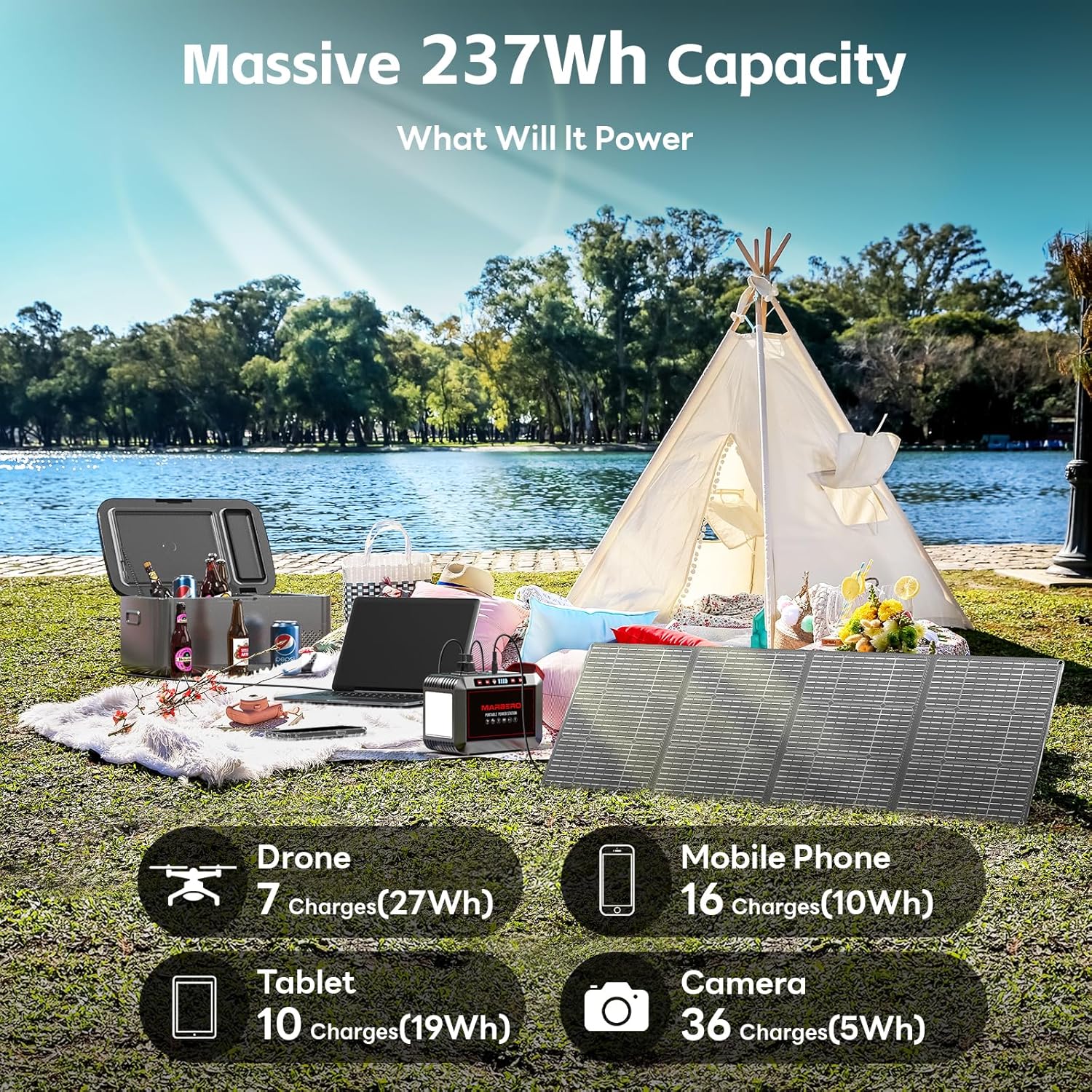 Portable Power Station 88Wh Camping Lithium Battery Solar Generator Fast Charging Power Bank wourant