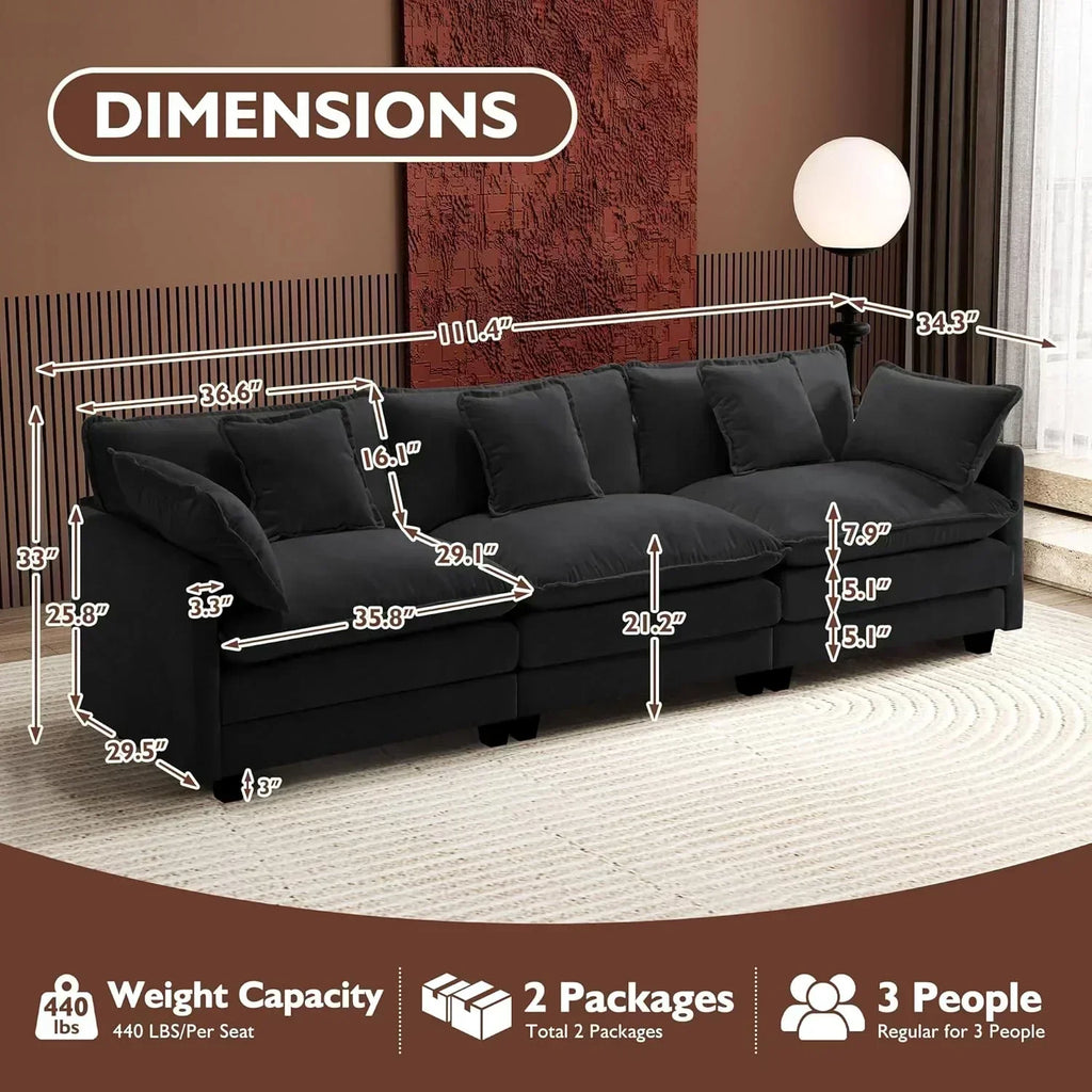 ihanherry 146-inch U-shaped modern sofa modular area cloud sofa wourant