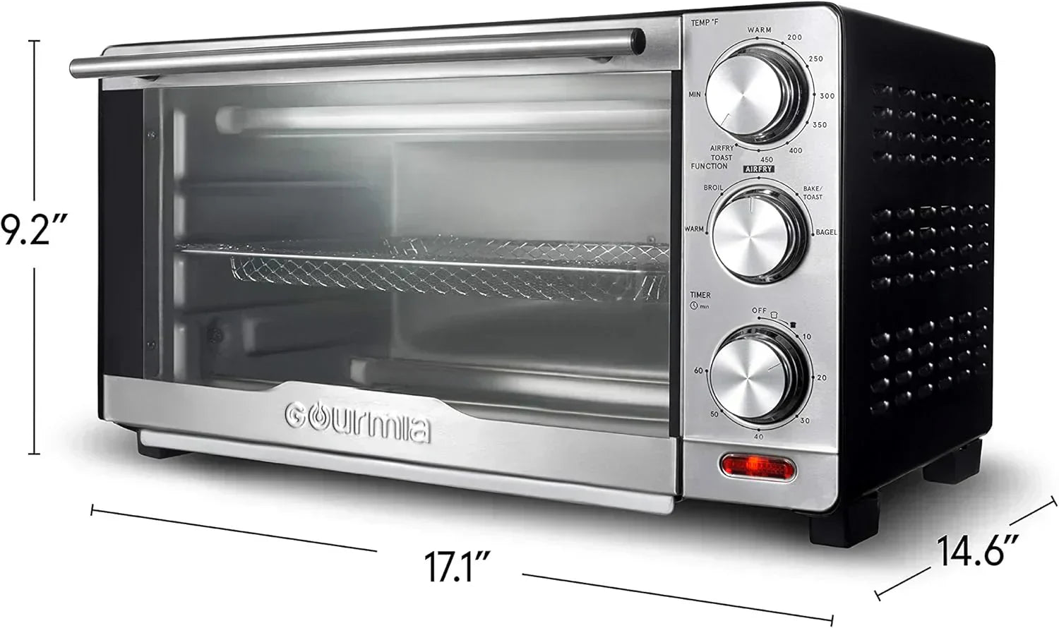 Gourmia Oven Air Fryer Combo with 17 Cooking Presets 24L Capacity Convection Rack wourant