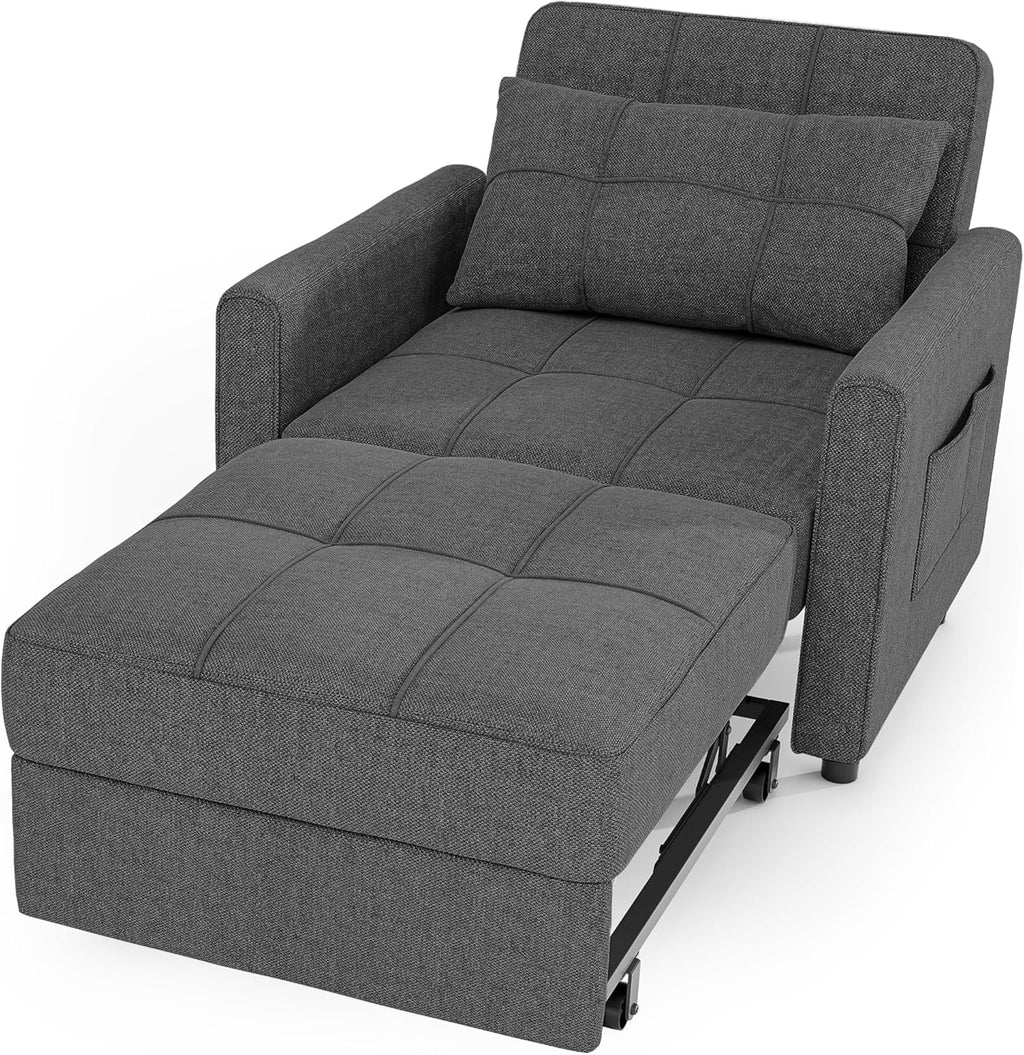 Sofa Bed Chair 3 in 1 Convertible Pullout Single Sleeper Chair Bed Spacious Multifunctional Sofa wourant