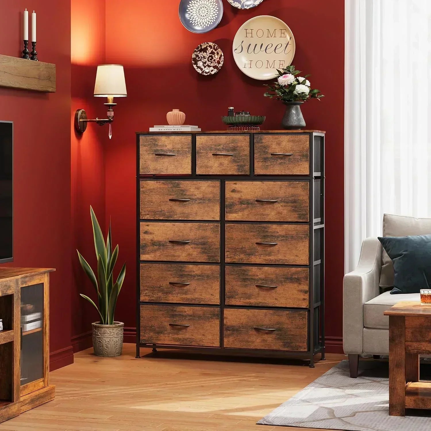 Storage Organizer Unit 11 Fabric Bins Storage Drawers Organizer Steel Frame Tall Storage Tower wourant