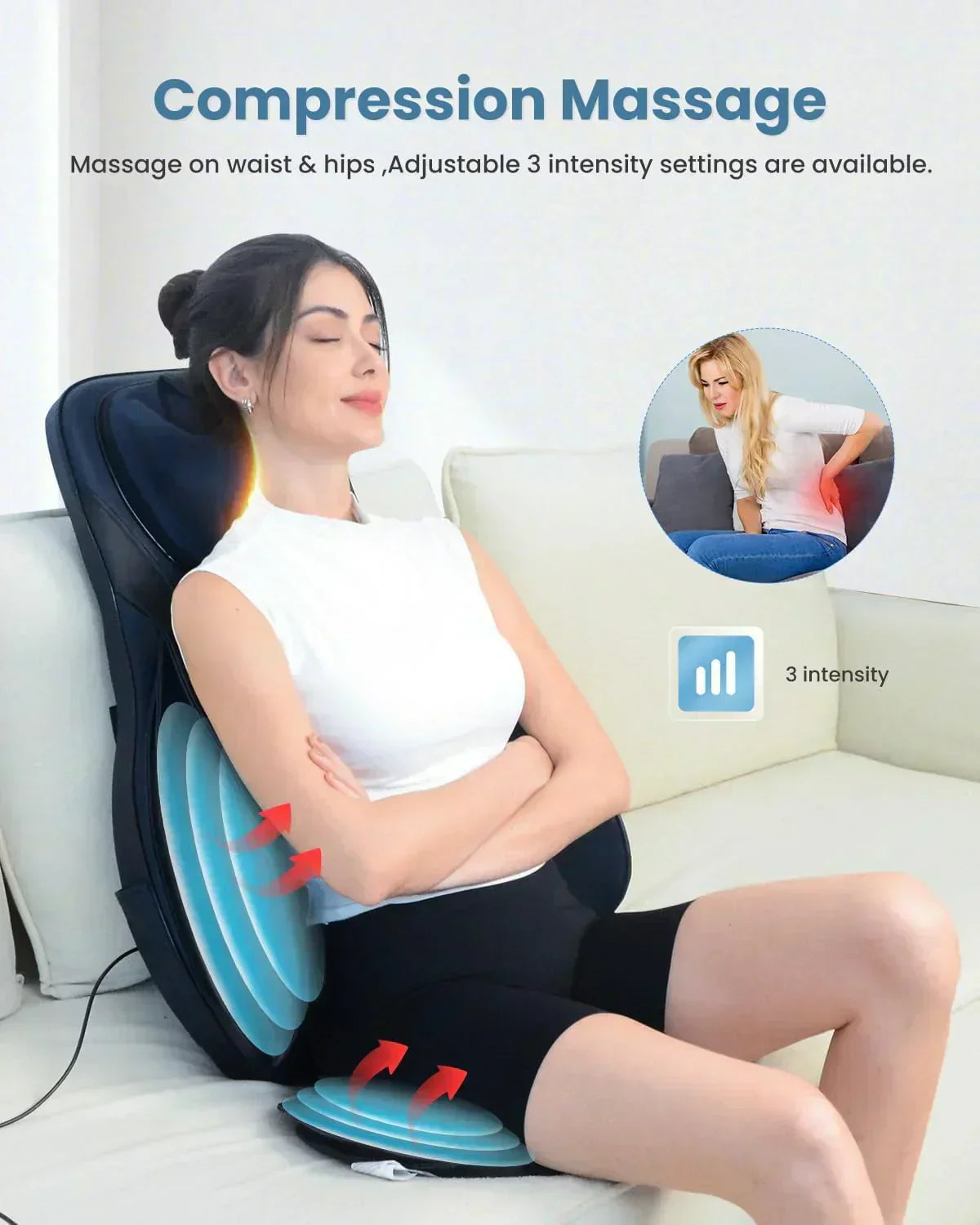 COMFIER Massager Chair with Heat Shiatsu Neck Back Massager Portable with Compress wourant