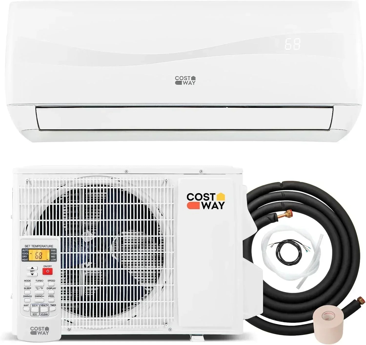 COSTWAY 12000BTU Mini Split Air Conditioner Heater 20 SEER2 115V Wall-Mounted Ductless wourant