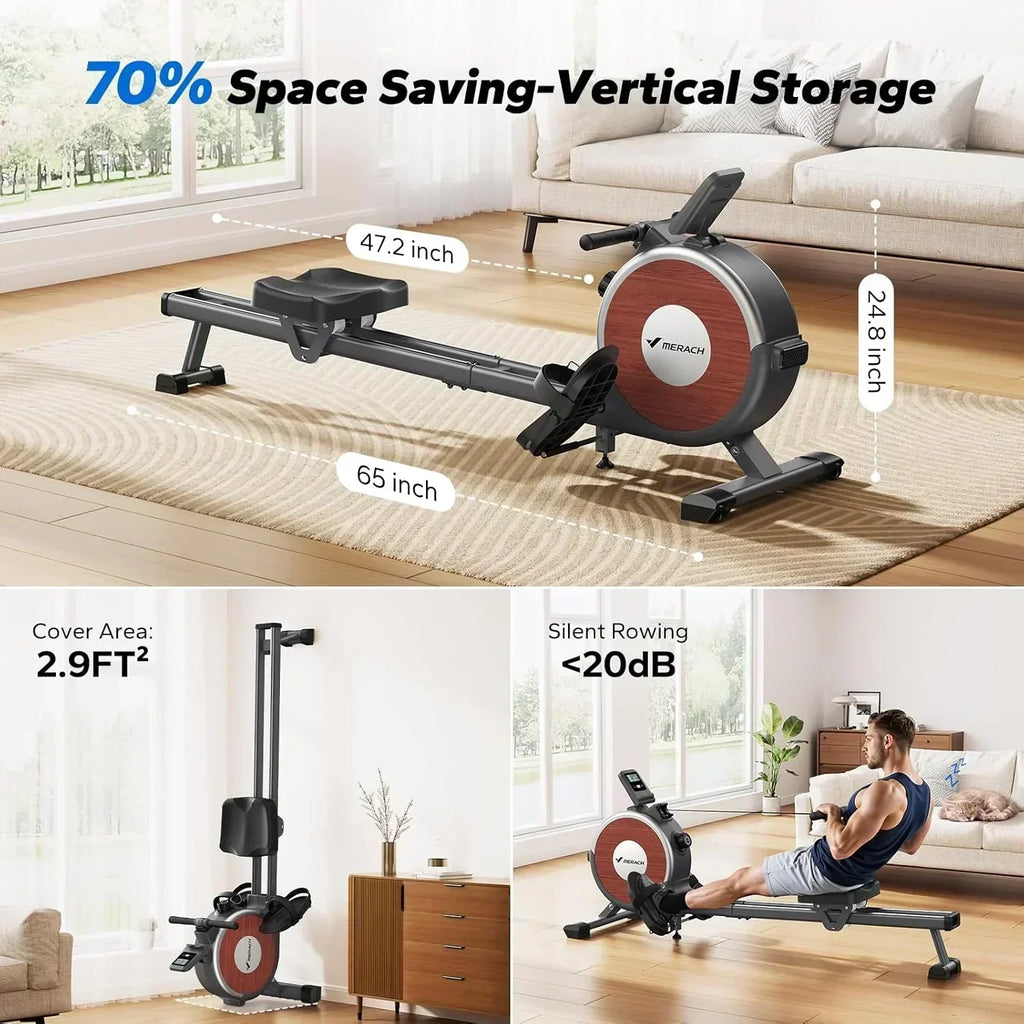 Merachi household rowing machine silent resistance dual-slide design wourant