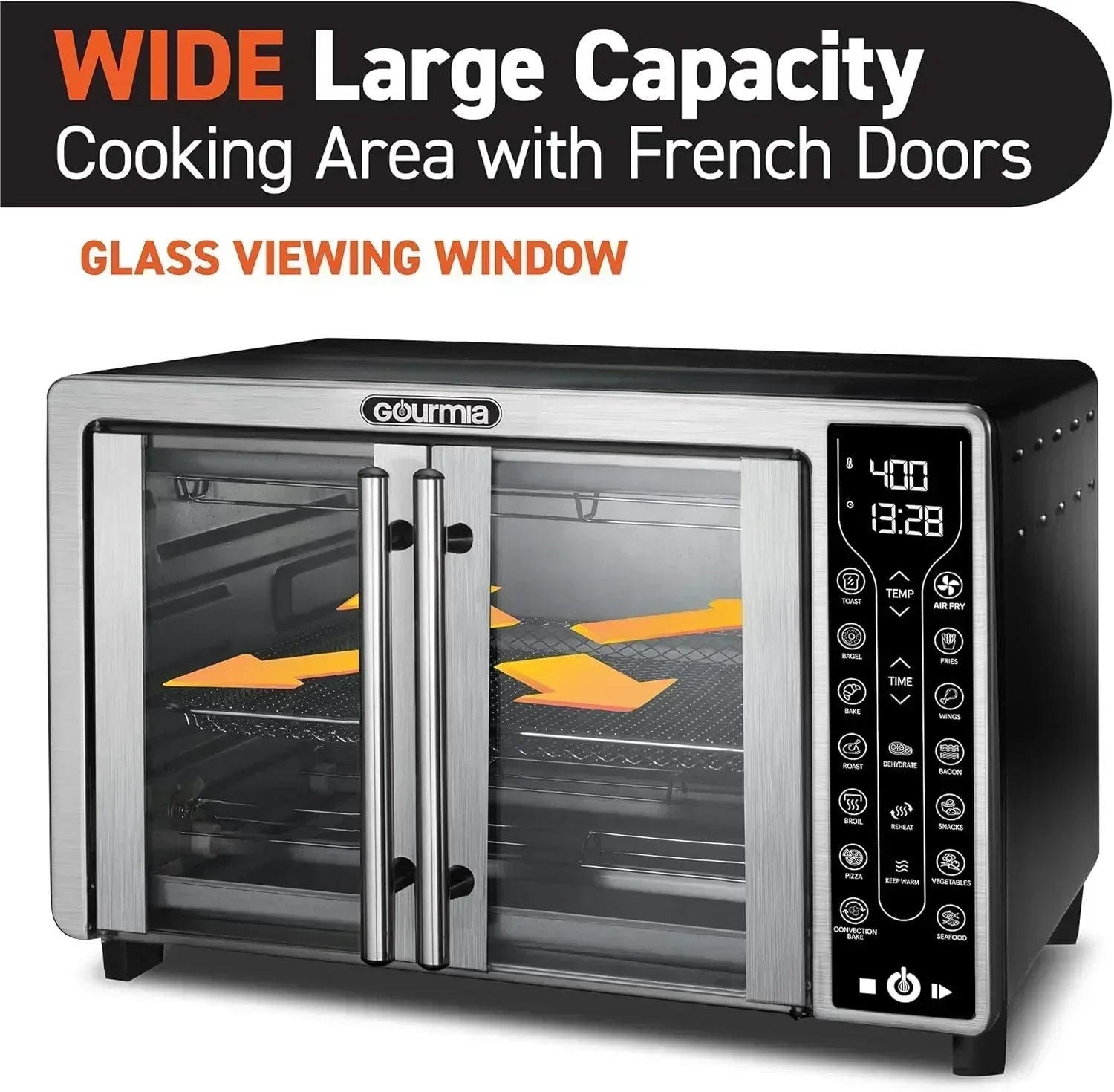 Gourmia Oven Air Fryer Combo with 17 Cooking Presets 24L Capacity Convection Rack wourant