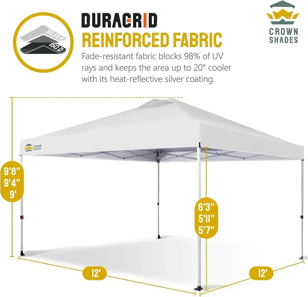 10x10 Pop-Up Awning One-Click Installation Beach Tent Outdoor Sunshade Silver Coated Top wourant