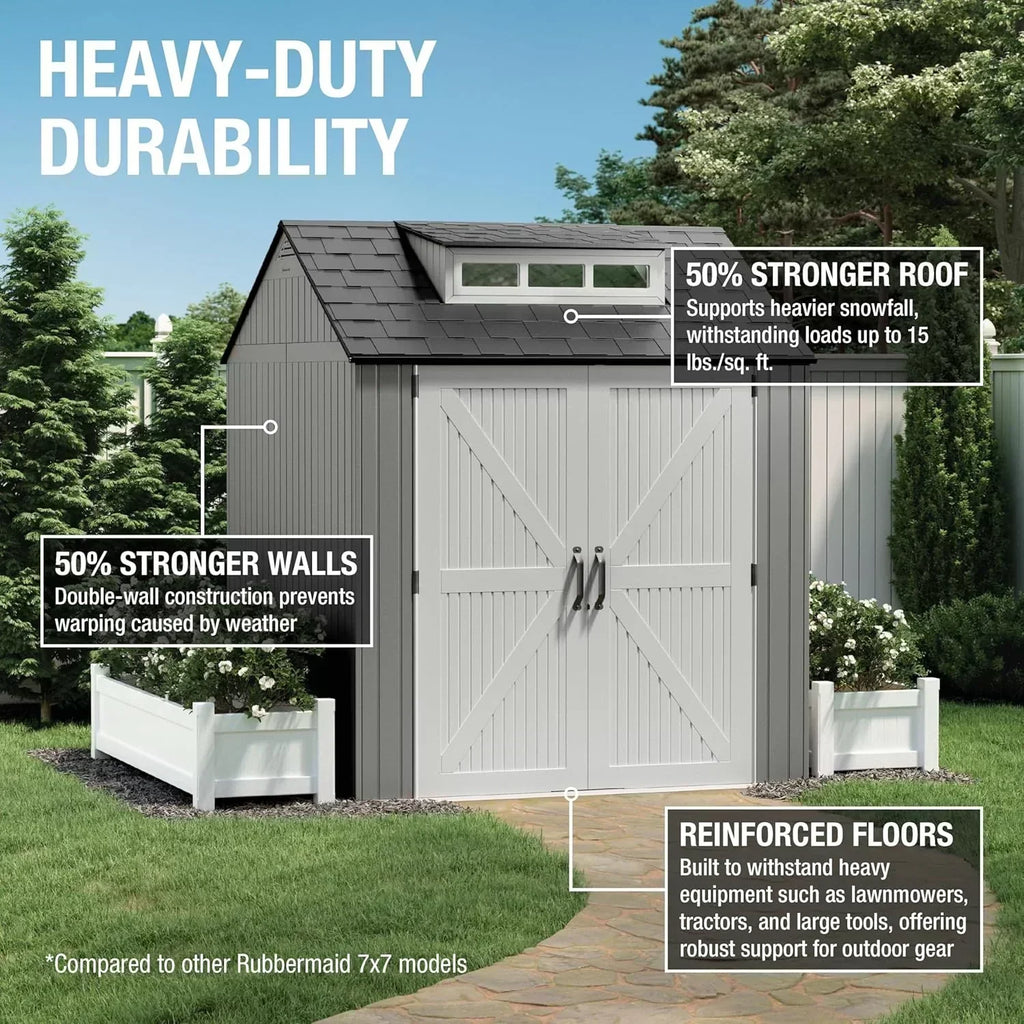 Rubbermaid Resin Outdoor Storage Shed With Floor Weather Resistant Gray Organization for Home wourant