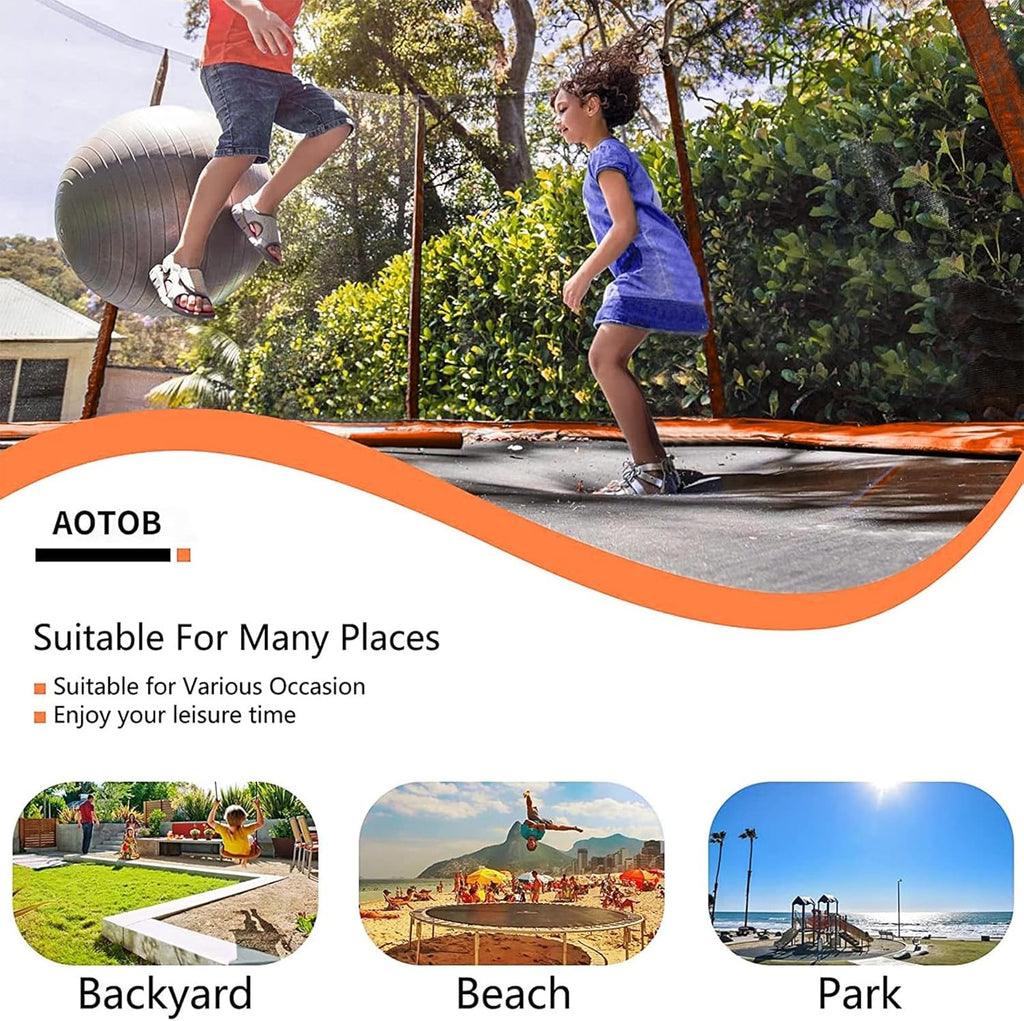 AOTOB 8FT 10FT 12FT 14 FT 15FT Trampoline with Safety Enclosure Net Outdoor Trampoline wourant