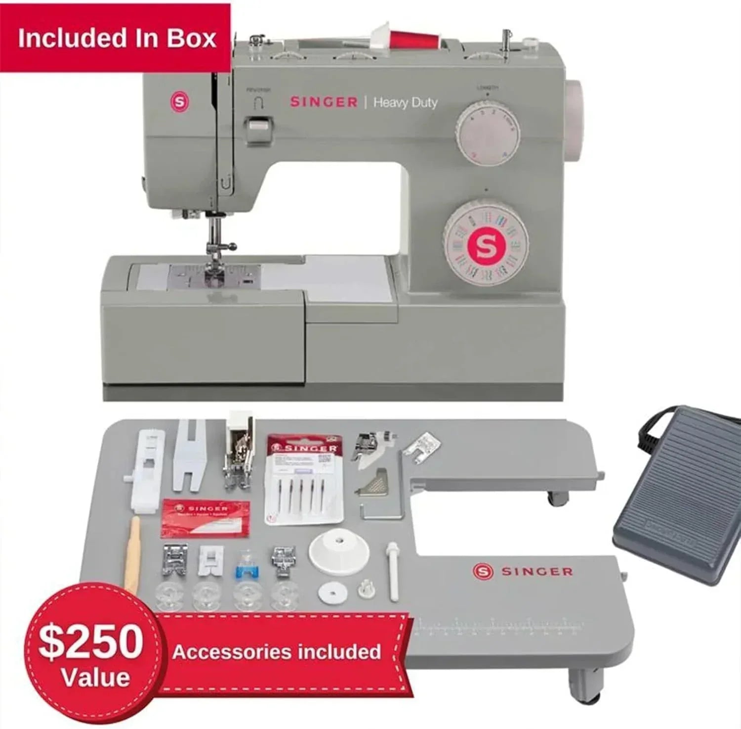 SINGER Heavy Duty 4452 High Speed Sewing Machine Accessory Kit Strong Motor 110 Stitch Applications wourant