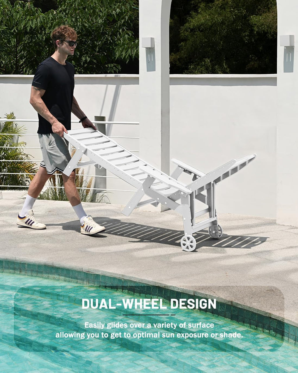 Lounge Chair Outdoor Chaise Lounge HDPE 6-Position Outdoor Chaise Lounge Patio Lounge Chair wourant