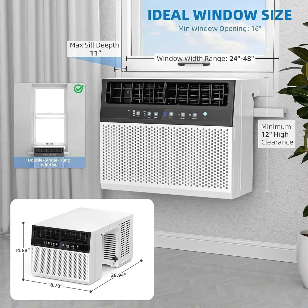 Antarctic Star 12,000 BTU U-Shaped Window Air Conditioner Unit Cools up to 550 Sq.Ft. with 6 Modes wourant