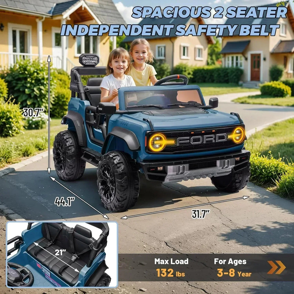 Bronco Raptor Two-Seater Ride-On Car Truck Toy Blue wourant