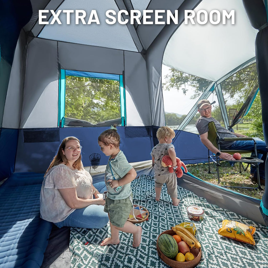 TIMBER RIDGE 5-9 Person SUV Tent with Screen Porch and Awning for Family Camping Weather Resistant wourant