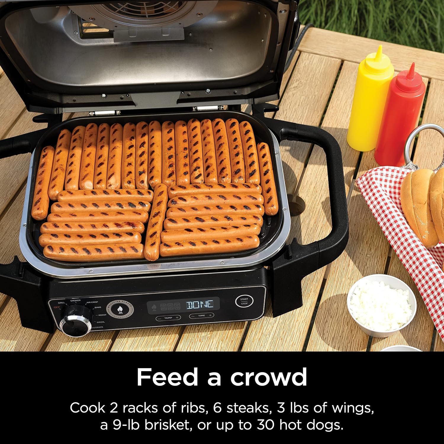 OG751 Woodfire Pro Outdoor Grill Built-In Thermometer 7-in-1 Master Grill BBQ Smoker Air Fryer wourant