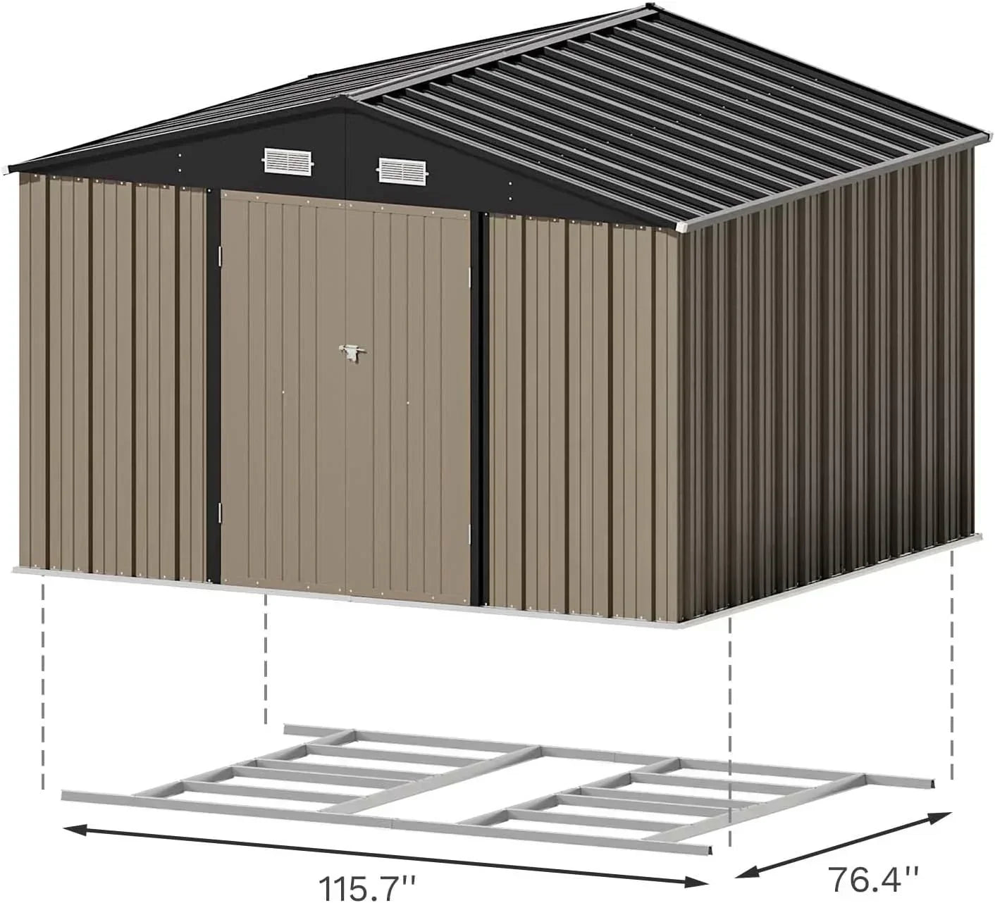 Patiowell 5x3 FT Outdoor Storage Shed Tool Shed with Sloping Roof and Lockable Door Metal Shed wourant