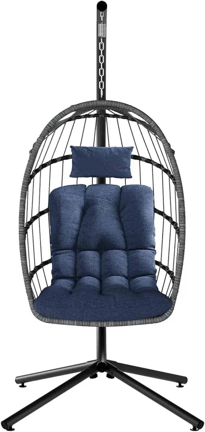SWITTE Egg Chair Outdoor with Stand Indoor Wicker Hanging Egg Swing Chair with Cushion wourant