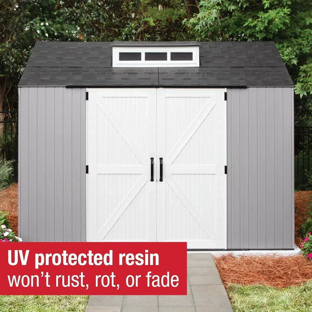 Rubbermaid Resin Outdoor Storage Shed With Floor Weather Resistant Gray Organization for Home wourant