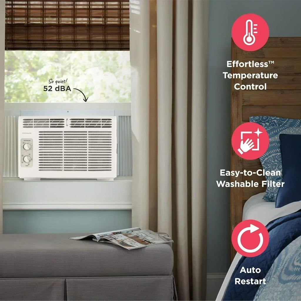 Frigidaire 5,000 BTU Window Air Conditioner Remote Control Cools Up to 150 Sq. Ft. Quiet Operation wourant
