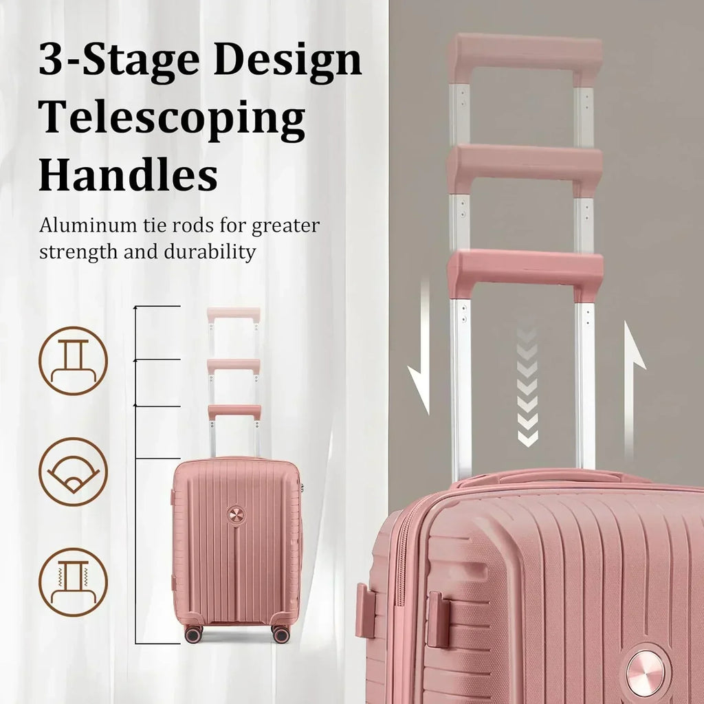 5-piece PP hardshell lightweight travel carry-on luggage set with dual spinner wheels wourant